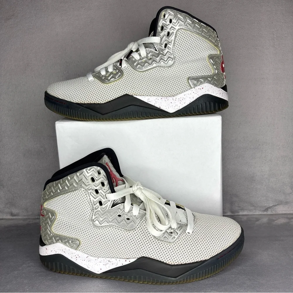 Nike Air Jordan Spike Forty White Cement Red Mid Top Sneakers Sz 9